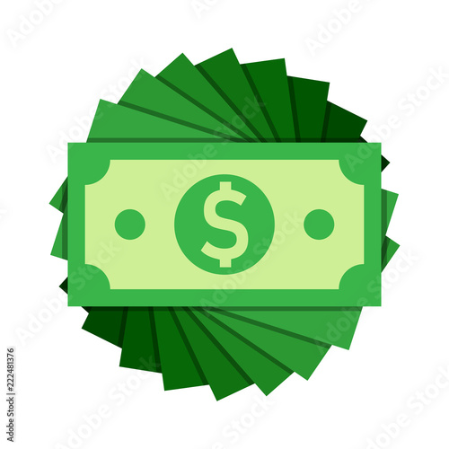Dollar currency banknote icon in flat style. Dollar cash vector illustration on white isolated background. Banknote bill business concept.