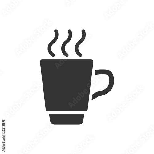Coffee, tea cup icon in flat style. Coffee mug vector illustration on white isolated background. Drink business concept.