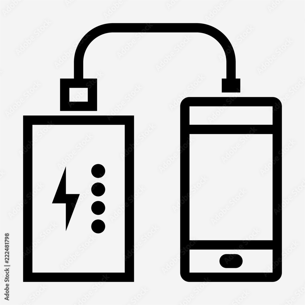 Outline beautiful Portable charger vector icon Outline beautiful Portable charger vector icon