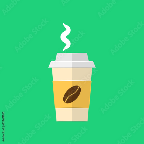 Coffee, tea cup icon in flat style. Coffee mug vector illustration on white isolated background. Drink business concept.