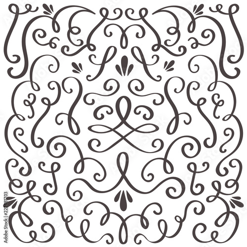 Decorative swirls. Swirled vintage ornament, swirling border and simple frame. Swirl decoration border vector graphic elements set