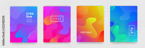 Abstract gradient flowing geometric pattern background texture for poster cover design. Minimal color gradient banner template. Modern vector wave shape for brichure