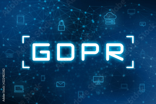 GDPR with digital icon and futuristic technology background