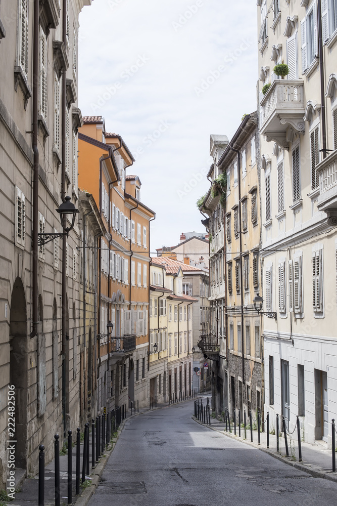 Narrow street in Trieste, Italy
