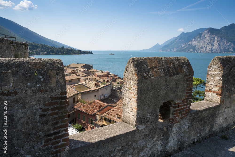 Malcesine, typical village of Lake Garda, seen from the castle. Lake Garda and its surroundings are a holiday area appreciated by many European tourists.