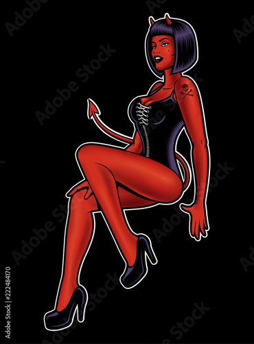 Pin up girl devil