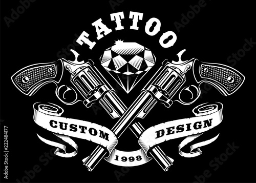 Guns black and white illustration