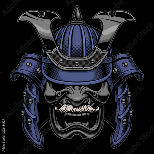 Samurai warrior mask with mustache
