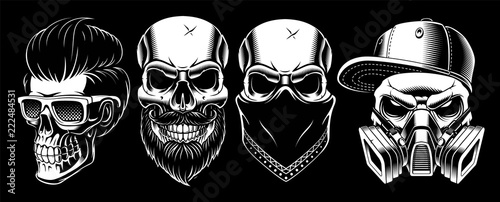 Set of vintage skulls 2