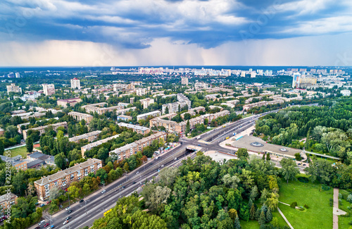 Aerial view of the Dorohozhychi district of Kiev, Ukraine