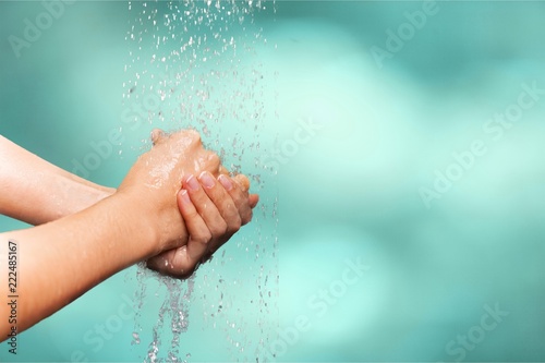 Woman Washing Her Hands on background