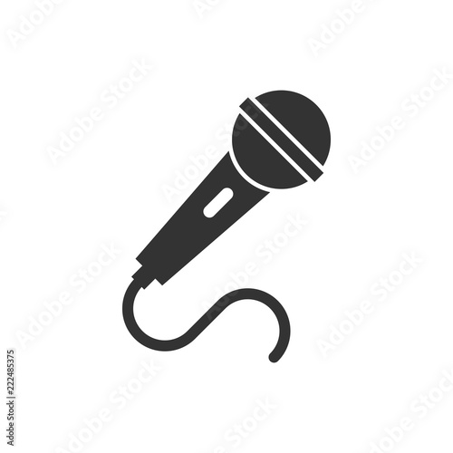 Microphone icon in flat style. Mic broadcast vector illustration on white isolated background. Microphone mike speech business concept.