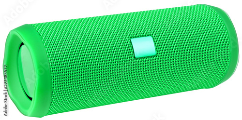 Plakat Green bluetooth wireless speaker isolated on white background.