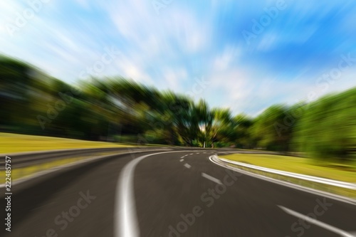 Colorful highway road speed lines texture background, radial motion blur / zooming effect