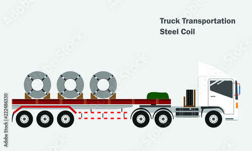 Transportation trailor truck for rolled steel coil photo