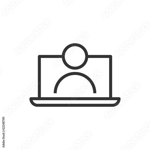 Online training process icon in flat style. Webinar seminar vector illustration on white isolated background. E-learning business concept.