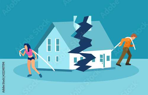 Divorce and marriage problems vector concept