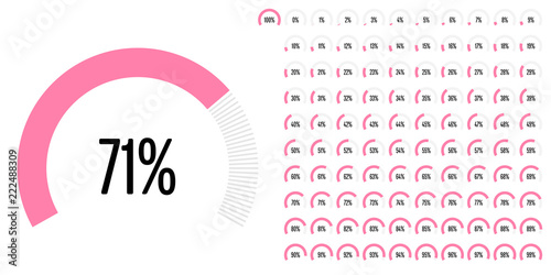 Set of circular sector percentage diagrams from 0 to 100 ready-to-use for web design, user interface (UI) or infographic - indicator with pink