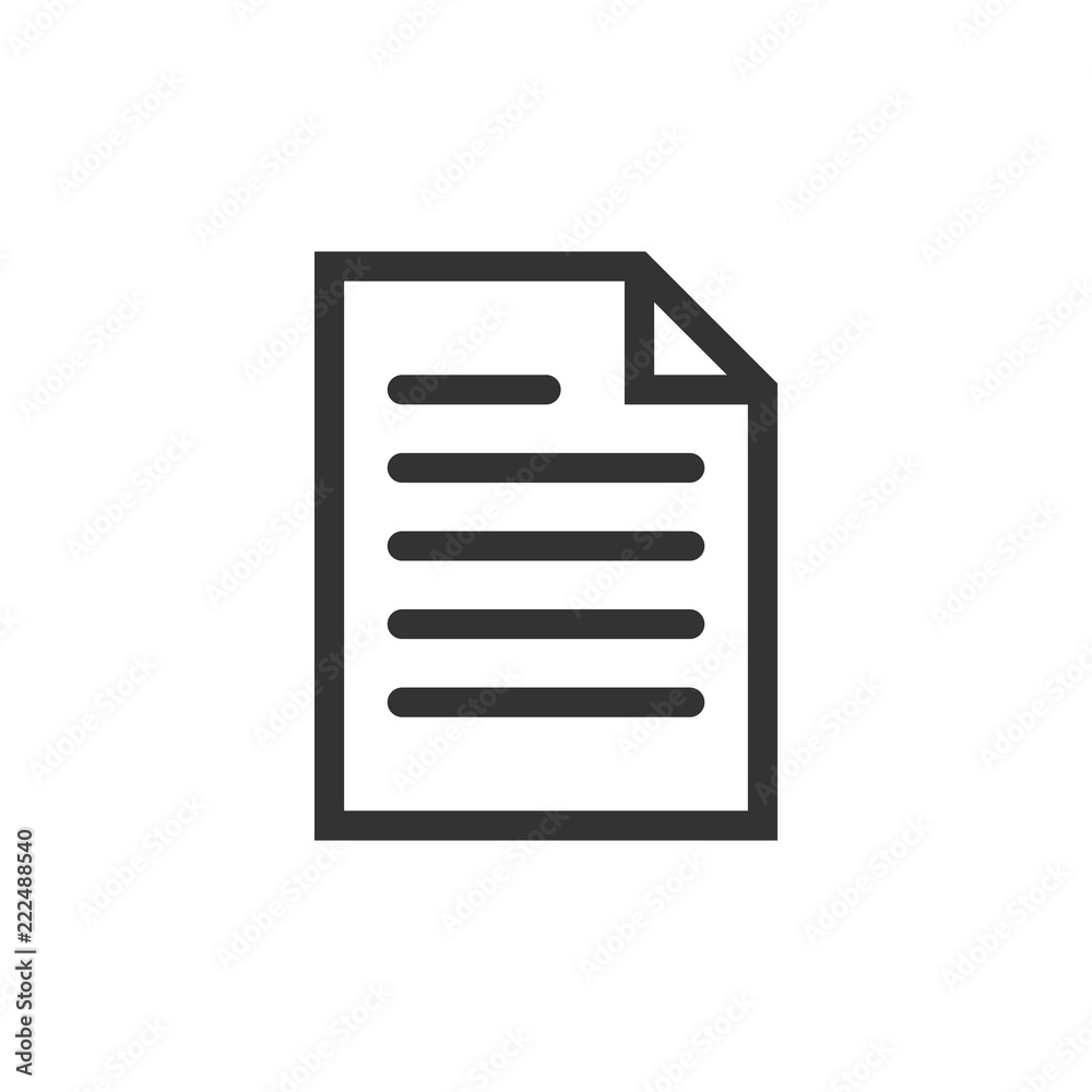 Document note icon in flat style. Paper sheet vector illustration on white isolated background. Notepad document business concept.