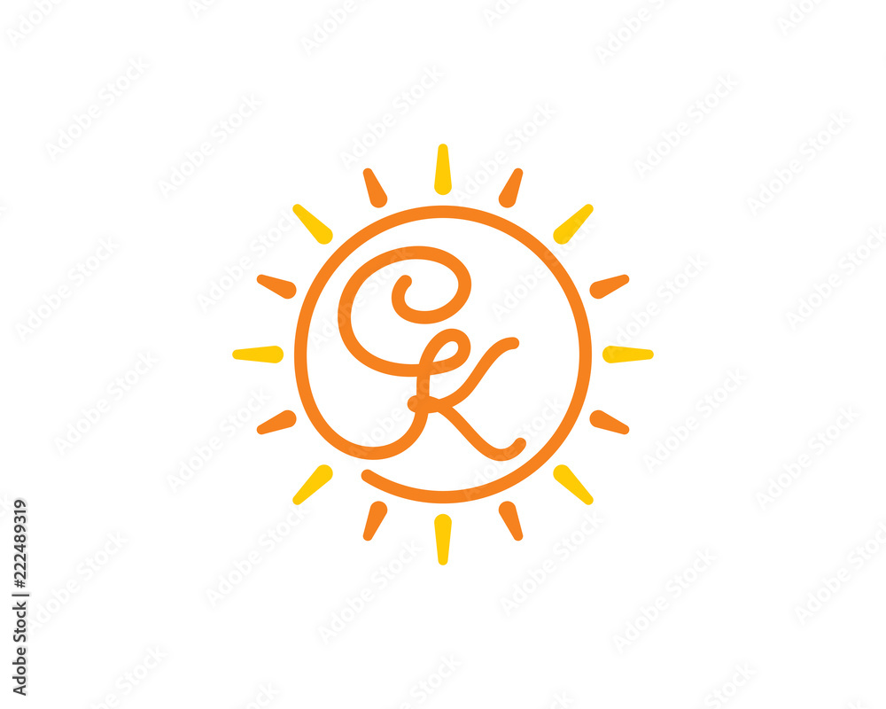 Sun and Letter C and K Logo Icon 001 Sun and Letter C and K Logo Icon 001