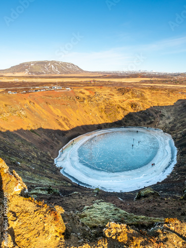 Fotografia, Obraz Kerid  crater in winter season, Iceland