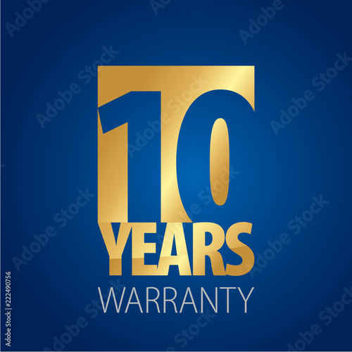 10 Years Warranty gold blue logo icon button stamp vector