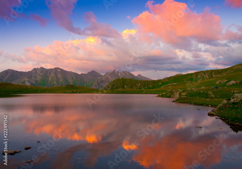 Lake summer. Sunset landscape