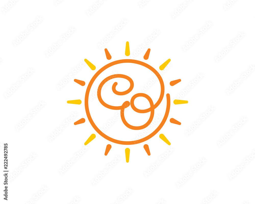 Sun and Letter C and O Logo Icon 001 Sun and Letter C and O Logo Icon 001
