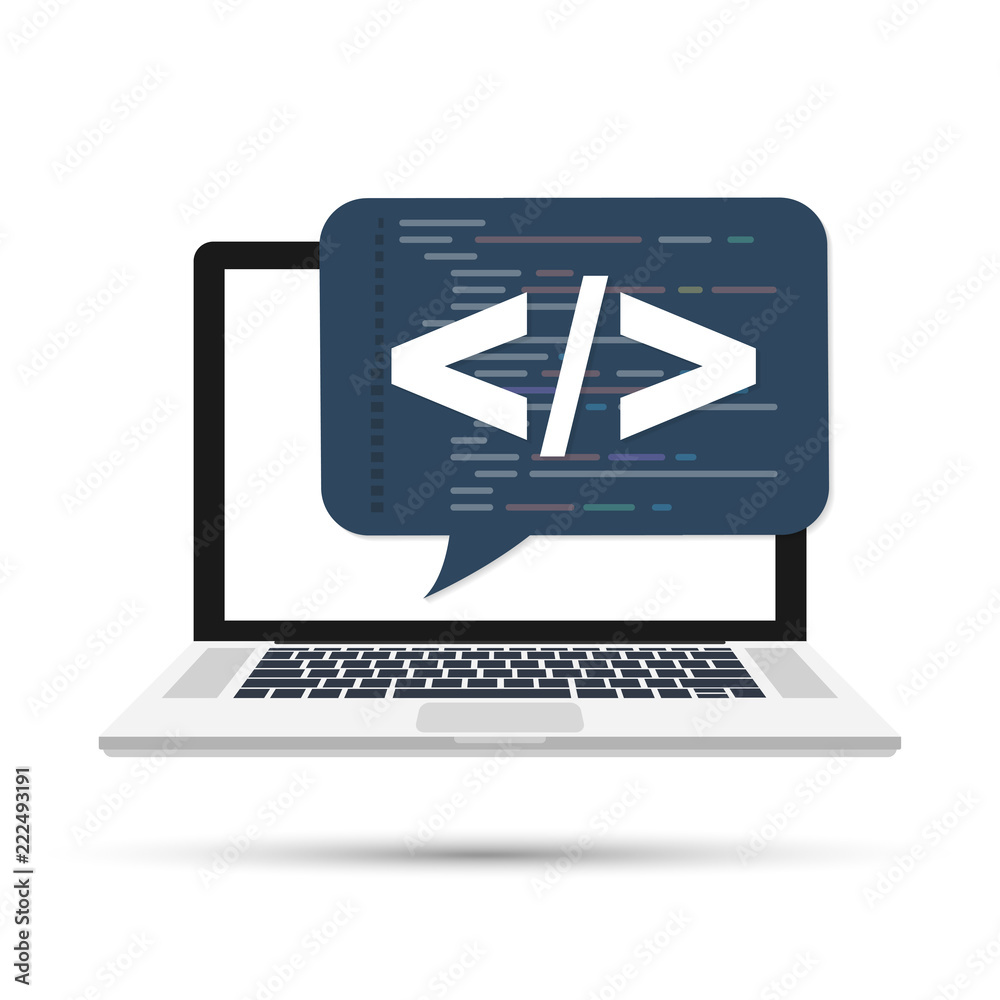 Programming, web development concept. Code on the screen laptop Programming, web development concept. Code on the screen laptop