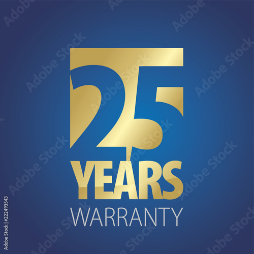 25 Years Warranty gold blue logo icon button stamp vector