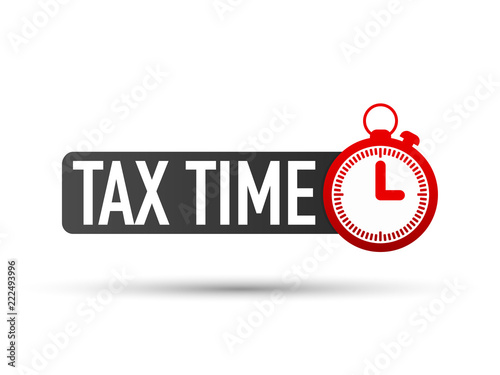 Tax Time label on white background. Vector illustration