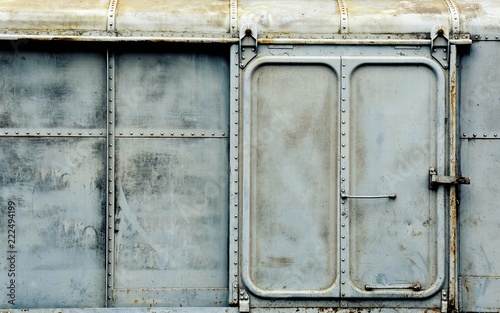 metal door of old and rusty bogie train © sema_srinouljan