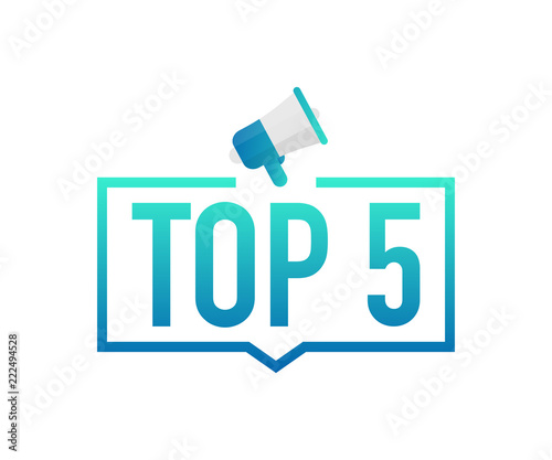 Top 5 - Top Five colorful label on white background. Vector illustration.
