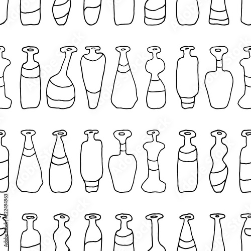 Bottles white seamless paths pattern