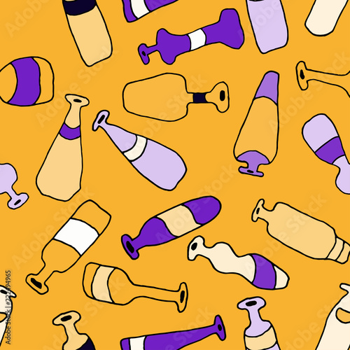 Bottles different coloured seamless orange pattern