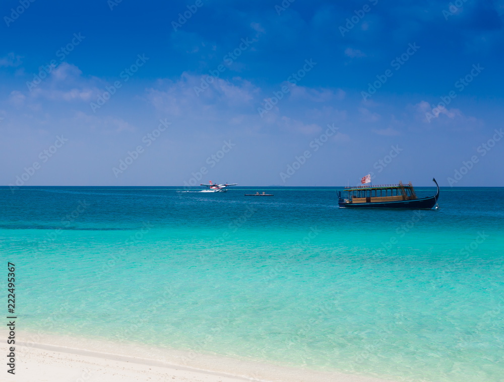 Maldives,  landscape sea, boat
