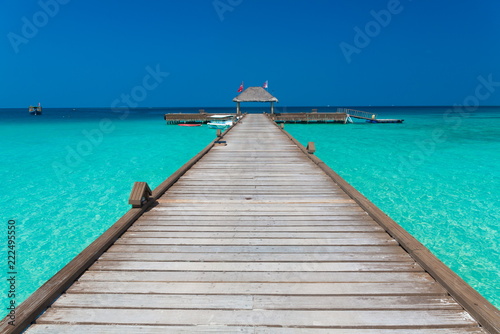Maldives, landscape sea, wooden bridge
