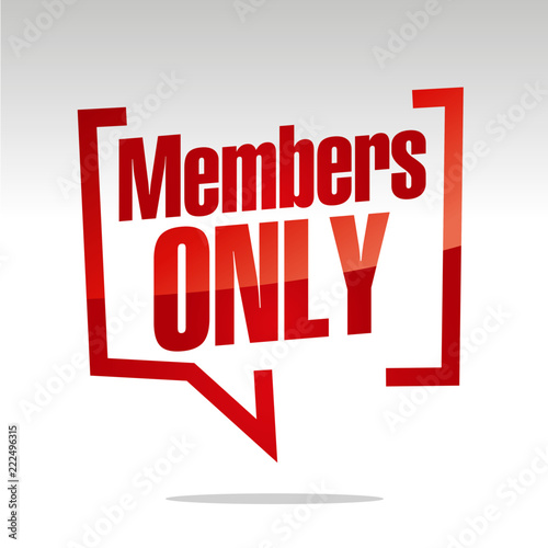 Members only in brackets speech red white isolated sticker icon