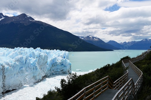 Perito Moreno Glacier with empty footbridge in El Calafate, Argentina, Patagonia