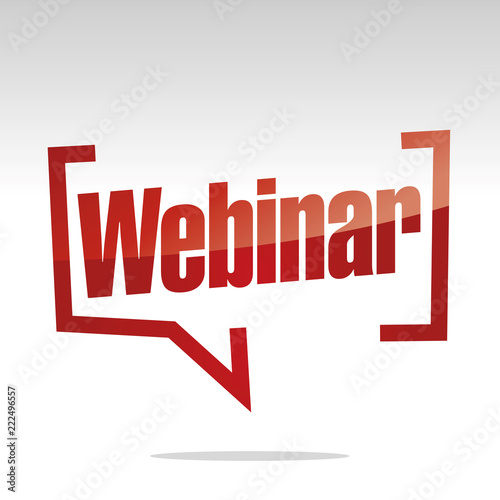 Webinar in brackets speech red white isolated sticker icon