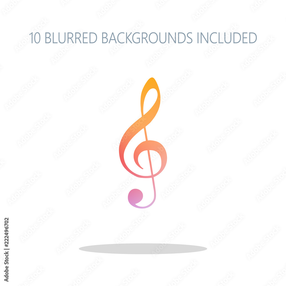 Simple icon of treble key. Colorful logo concept with simple sha Simple icon of treble key. Colorful logo concept with simple sha
