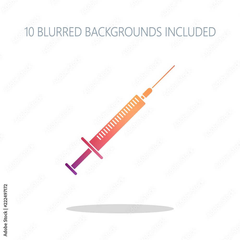 Syringe icon. Colorful logo concept with simple shadow on white. Syringe icon. Colorful logo concept with simple shadow on white.