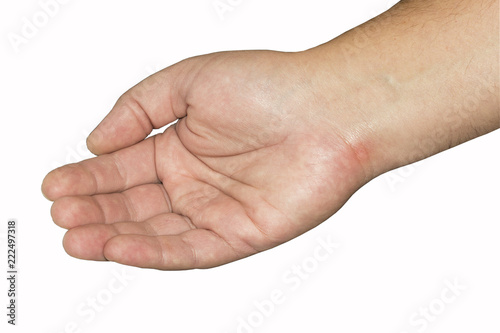 right male hand on white background, isolate
