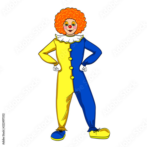 Theater, circus, a woman in a jester costume. Object on white background raster photo