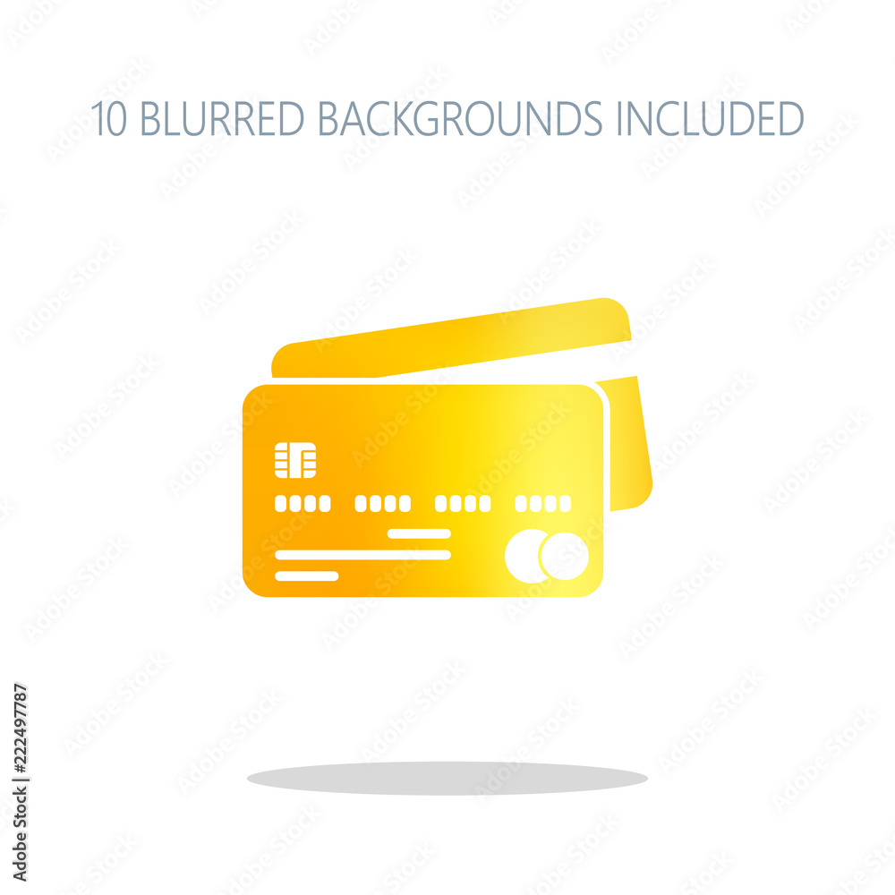 credit card icon. Colorful logo concept with simple shadow on wh
