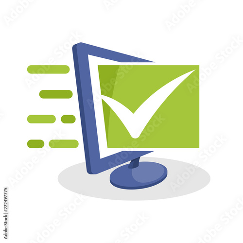 Vector icon illustration with digital media concepts about online verification, online review, online survey