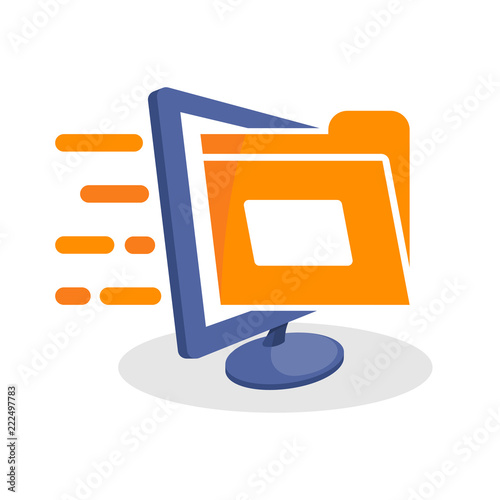 Vector icon illustration with digital media concepts about digital document storage services