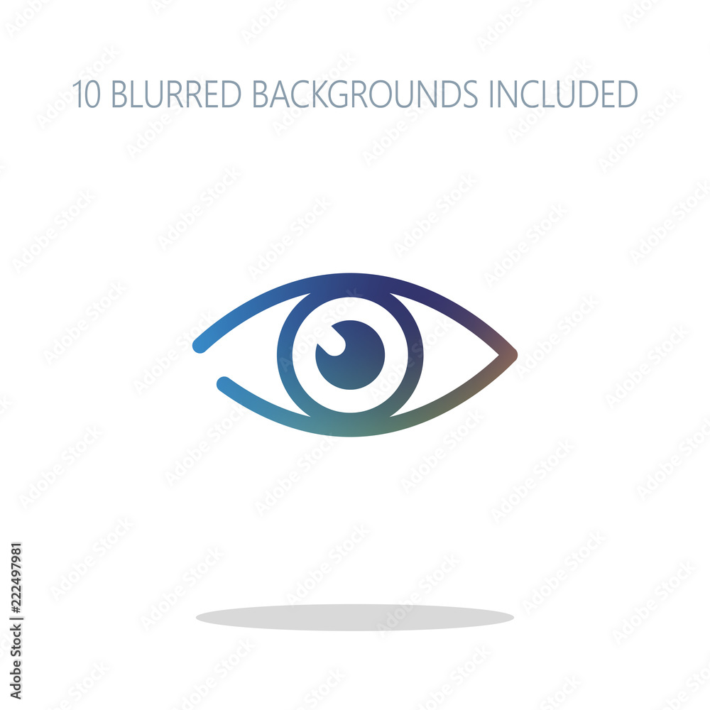 simple eye icon. Colorful logo concept with simple shadow on whi simple eye icon. Colorful logo concept with simple shadow on whi