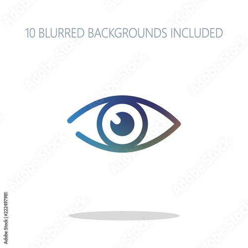 simple eye icon. Colorful logo concept with simple shadow on whi
