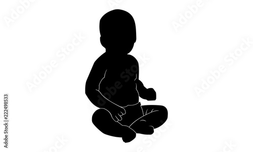 the baby's silhouette is sitting both hands above the thigh